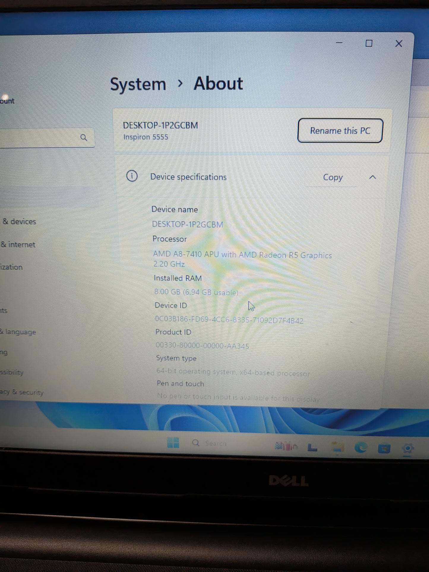 Dell Inspiron laptop windows 11 64 bit
