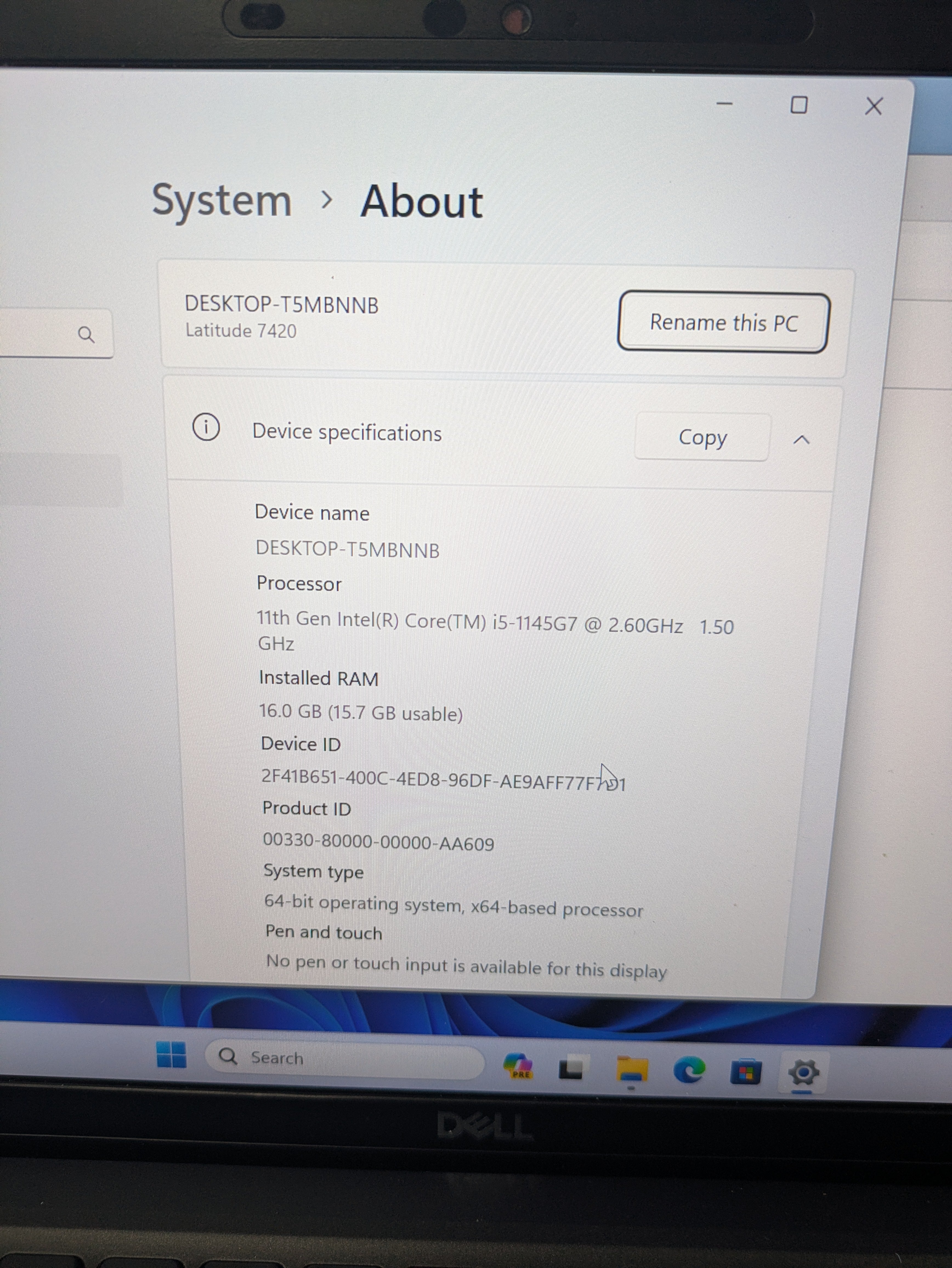 Dell latitude 7430 i5 16GB RAM 256GB SSD